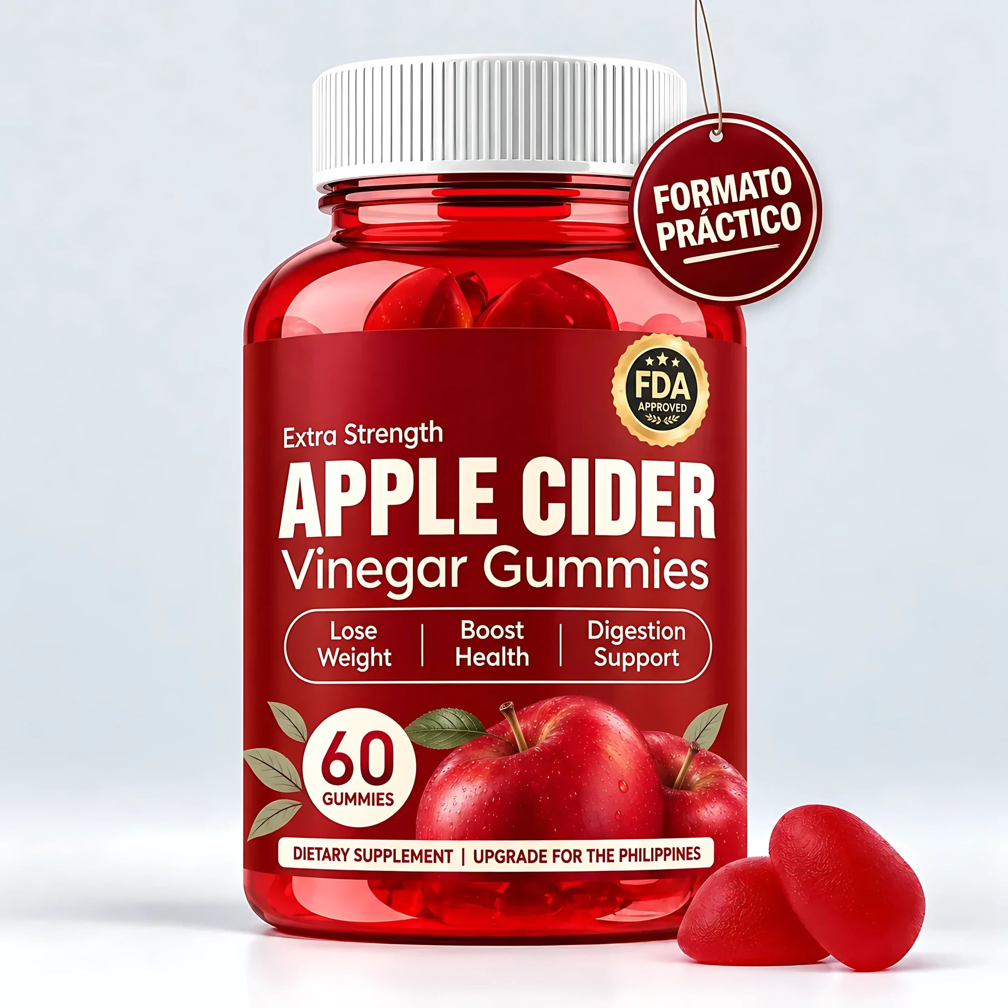 Frasco de gominolas de vinagre de manzana